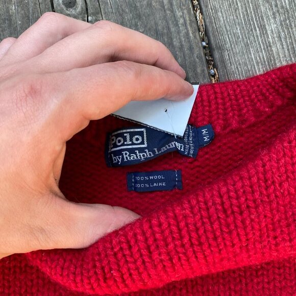 Vintage Polo Ralph Lauren Scribble RLPC Mens Sz M Wool Sweater Size Heavyweight - Picture 2 of 7